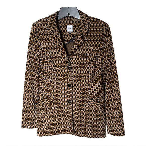 CAbi Kensington Proper Standout Blazer Style 3372 Yellow Gold/Blue Size Medium - Picture 1 of 12